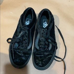 Crushed velvet black vans women’s 8